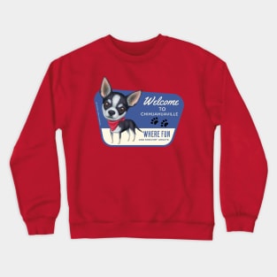 Funny black and white Chihuahua posing cutely Crewneck Sweatshirt